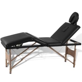 Black Foldable Massage Table 4 Zones with Wooden Frame